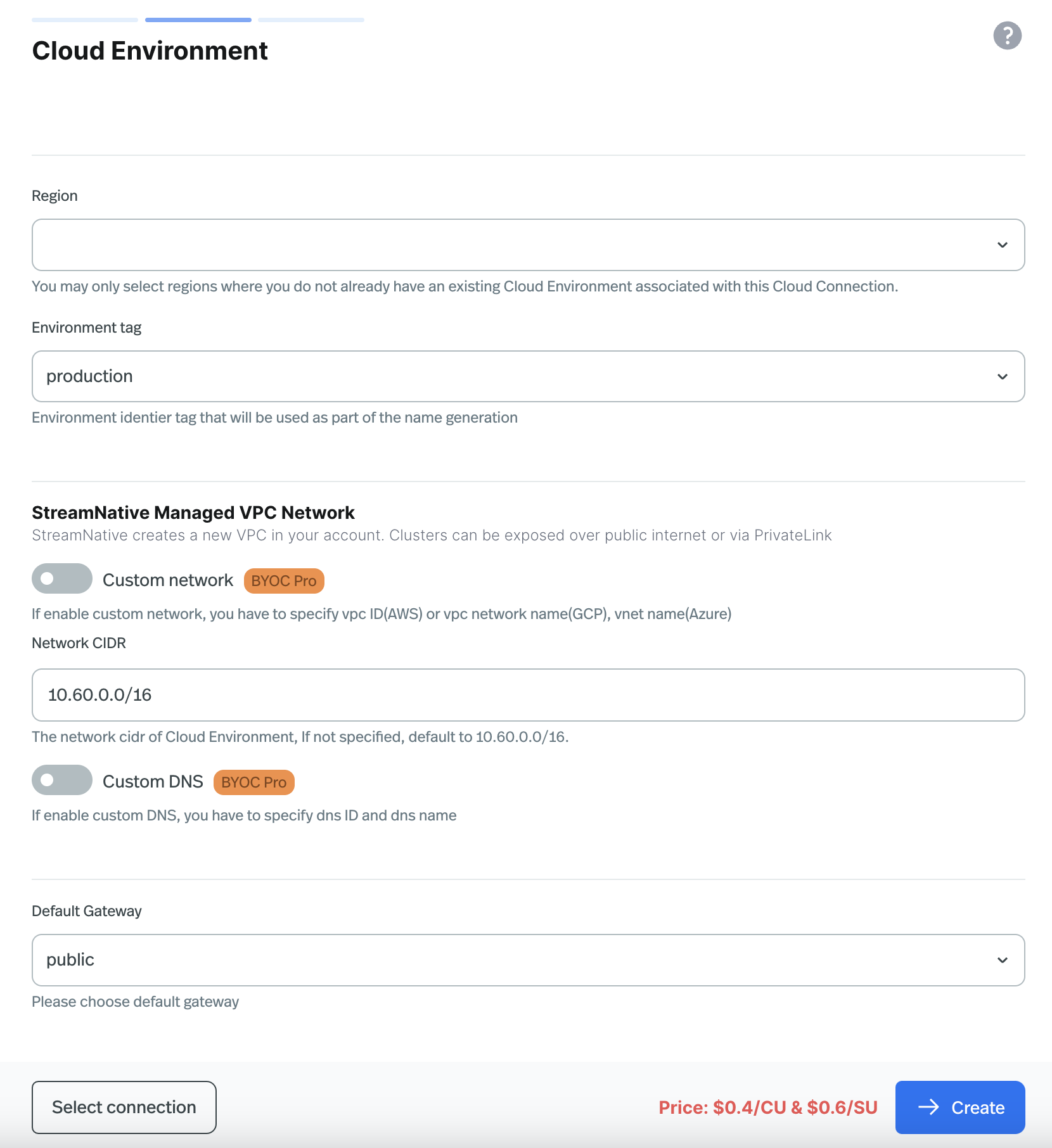 Create CloudEnvironment Create CloudEnvironment