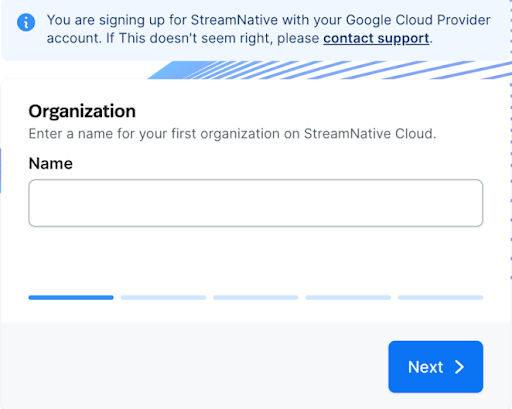Create an organization on Google Cloud marketplace a screenshot of creating an organization for GCP