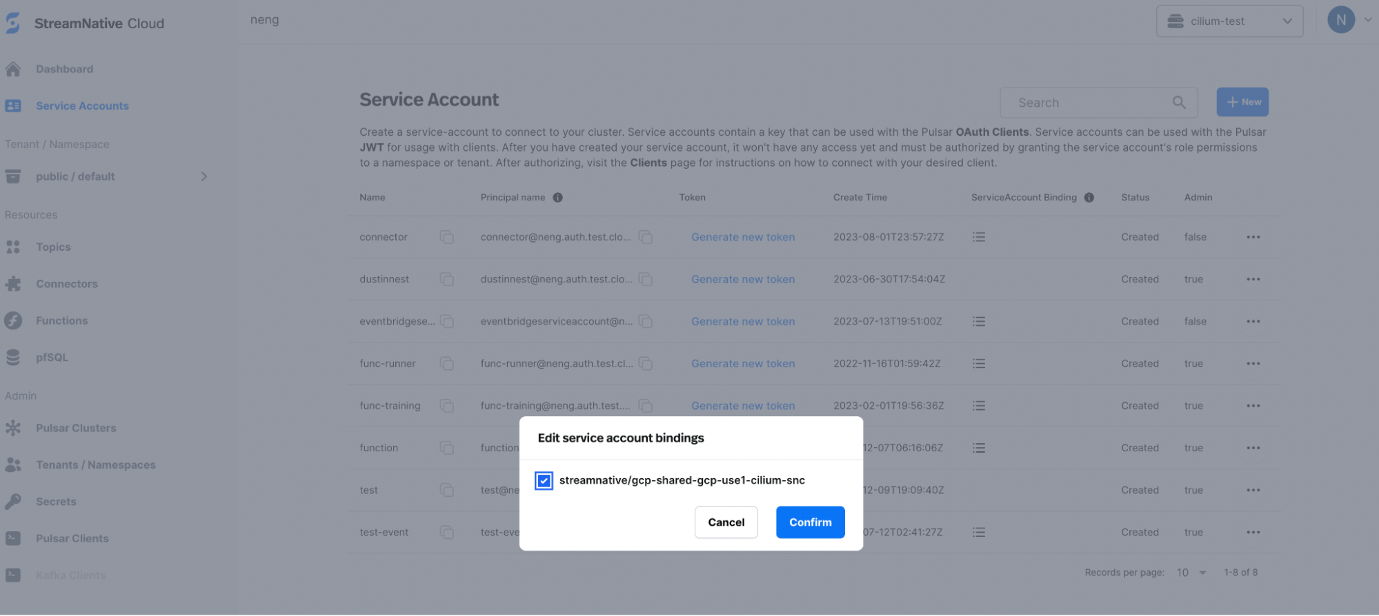 A screenshot of function binding service account Binding Service Account step-2