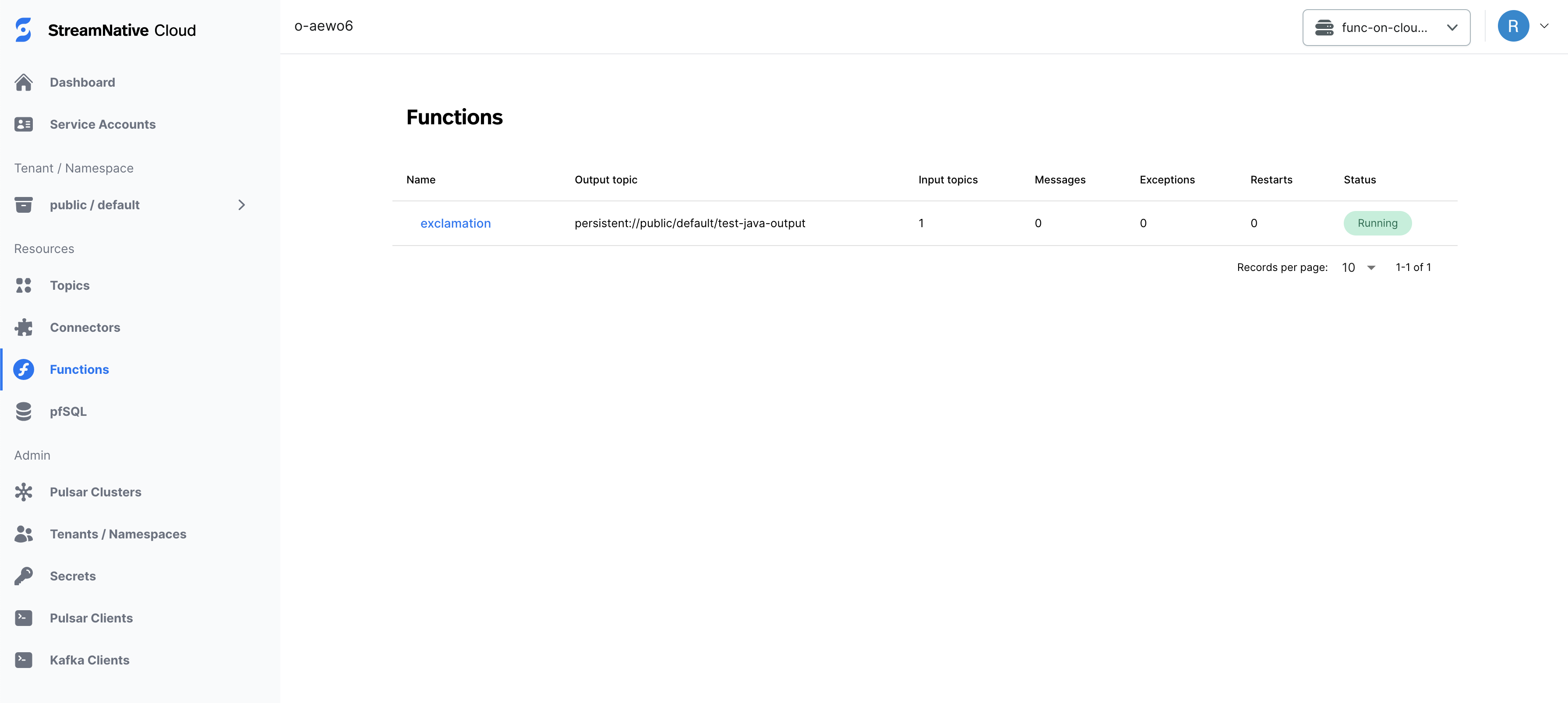 A screenshot of functions detail page screenshot of functions detail page
