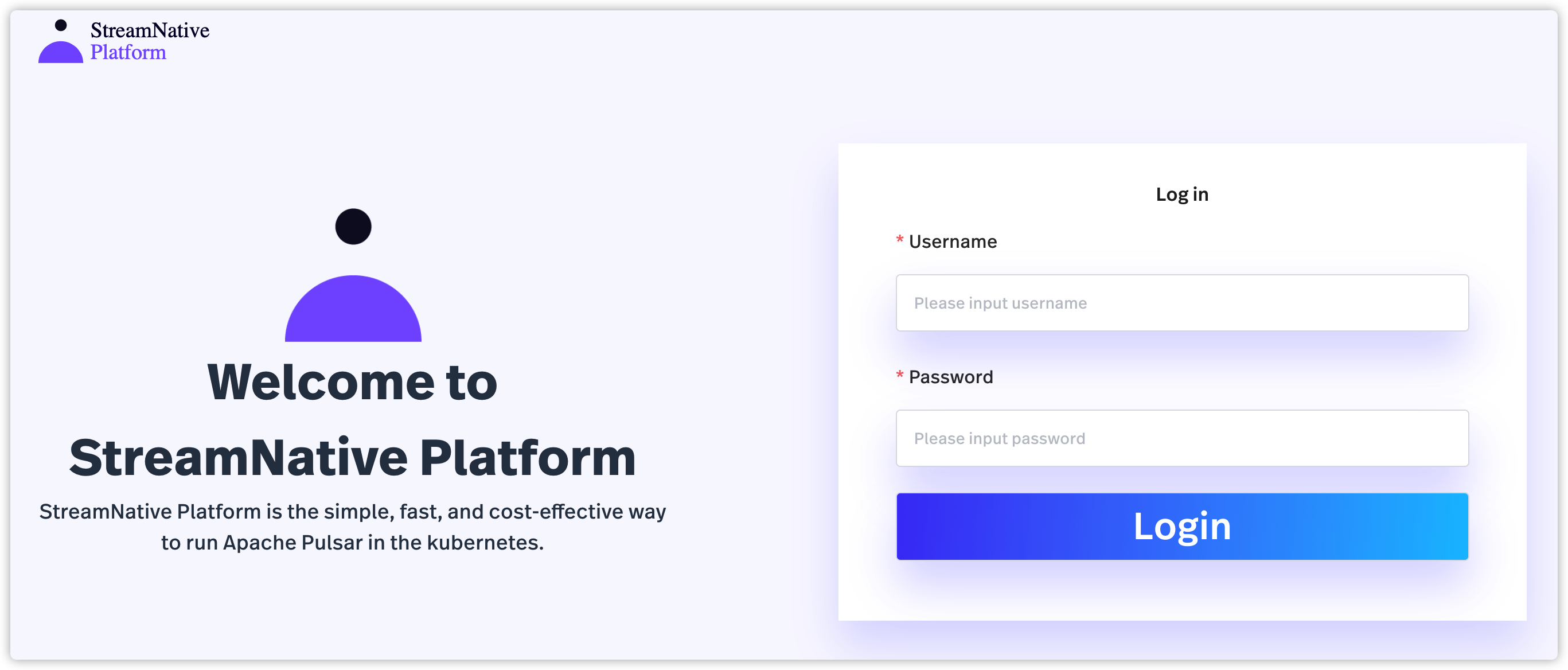 screenshot of StreamNative Console login window