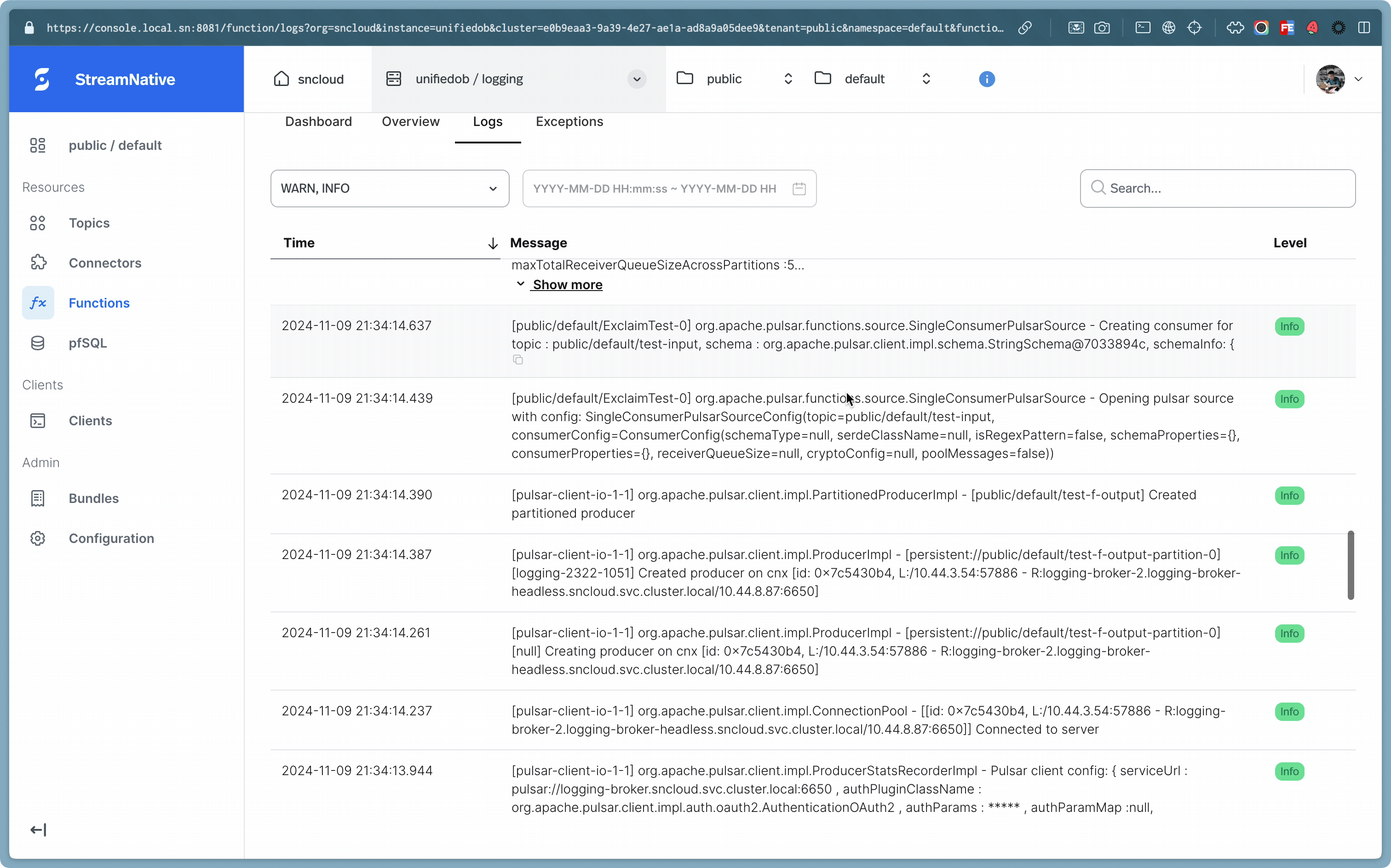 Logging Console logging console