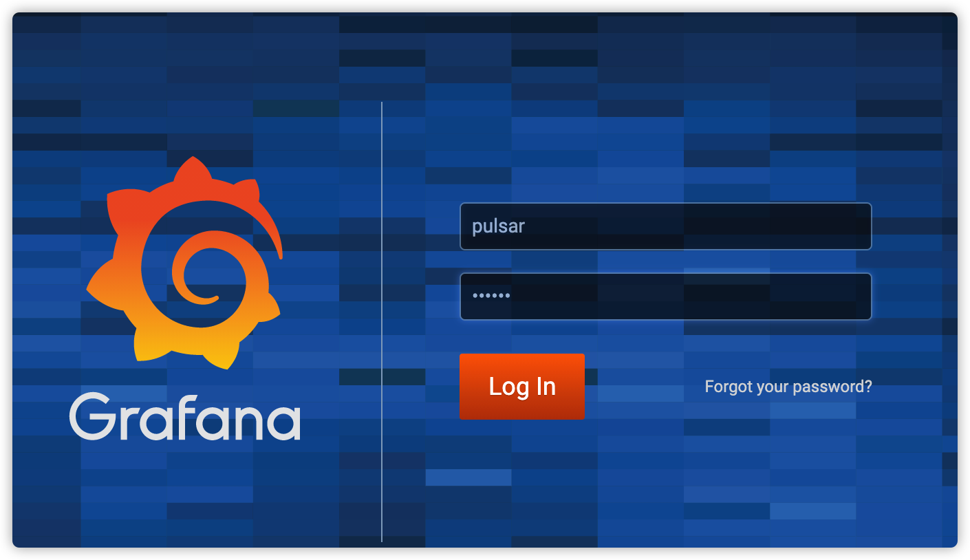 A screenshot of Grafana login window screenshot of Grafana login window