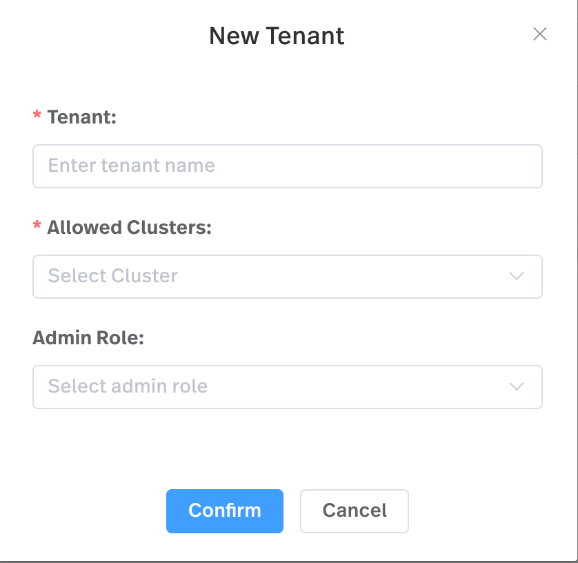 Create a tenant screenshot of creating a tenant