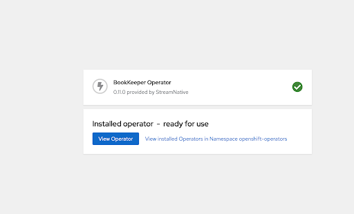 The installation completion of Operators screenshot of Operator's installation process completion