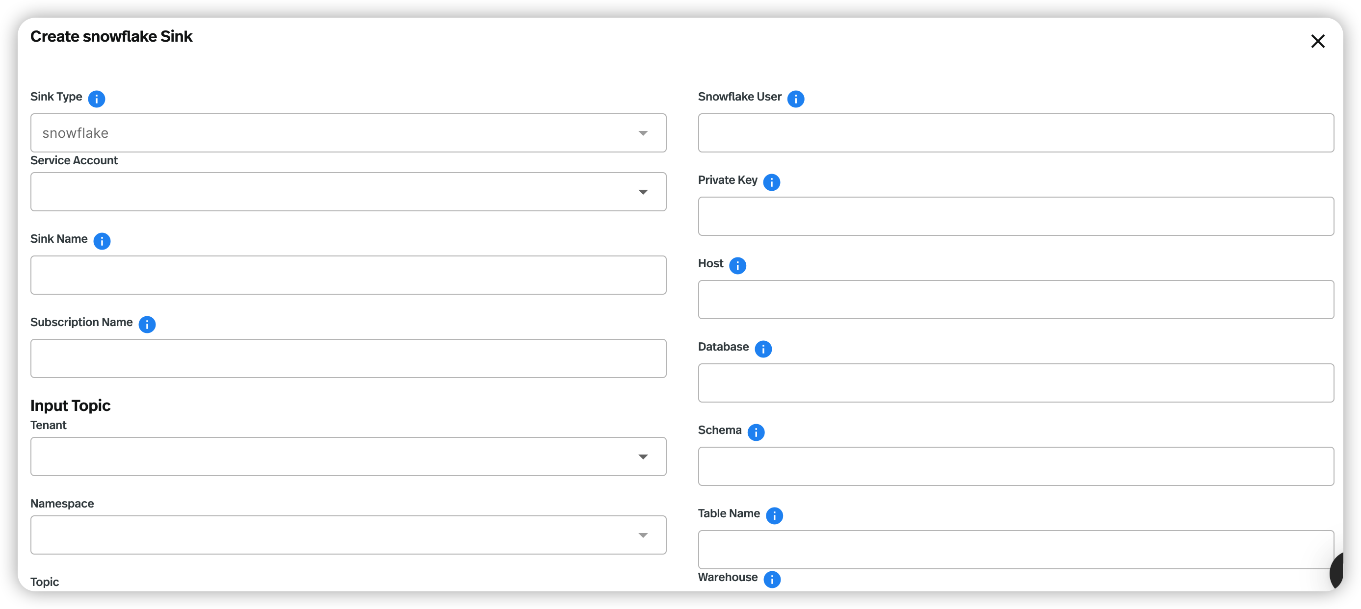Configure a sink connector screenshot of configuring a sink connector