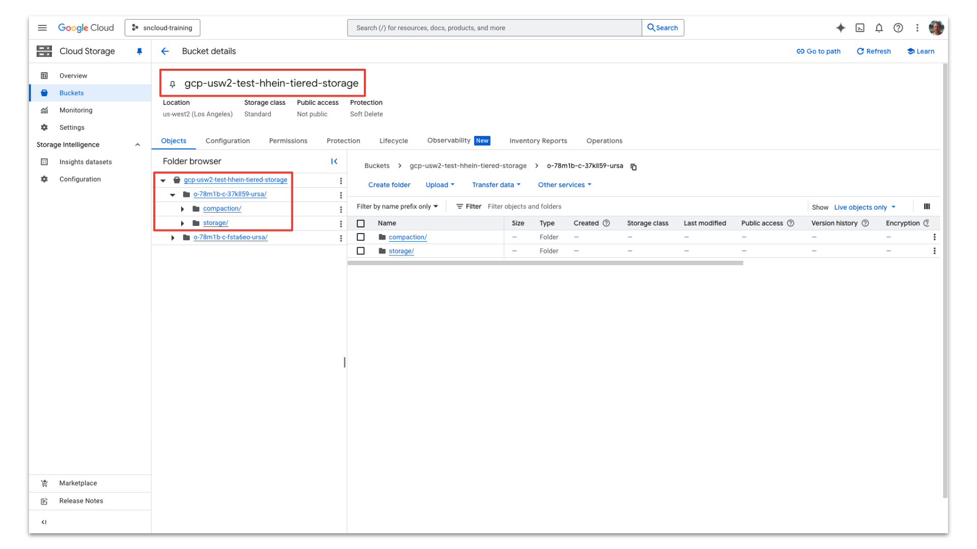 Storage bucket in Google Cloud