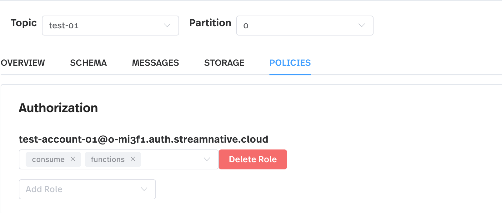 A screenshot of the topic overview tab screenshot of the topic policies tab