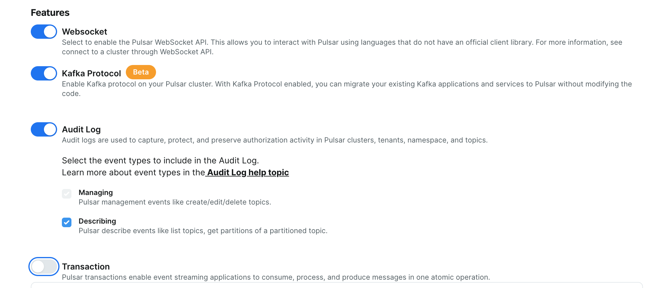 image of transactions enable button Transactions