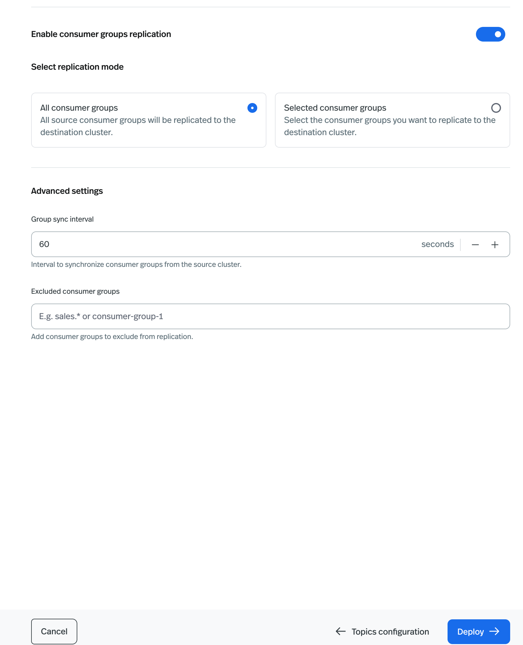 UniLink Consumer Groups Configuration