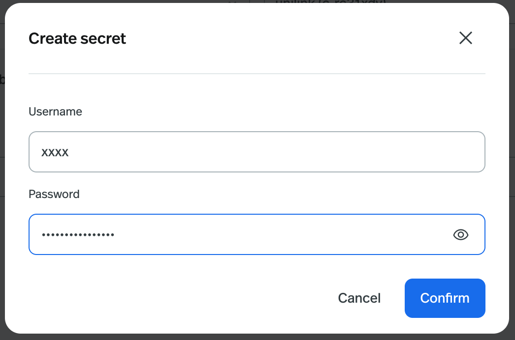 UniLink Create Secrets